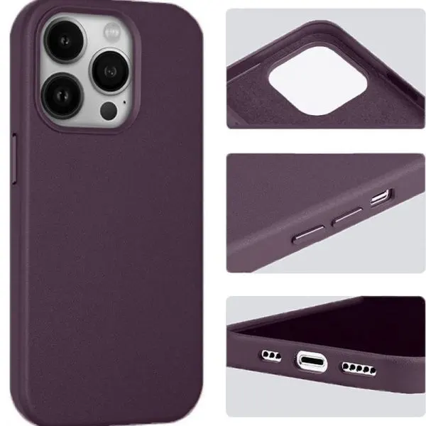 Apple iPhone 14 PU Leer Magsafe Donker Paars Hoesje