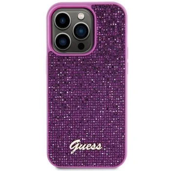 APPLE iPhone 15 PRO MAX ORIGINELE CASE GUESS DISCO METALEN HARDCASE FUCHSIA HOESJE