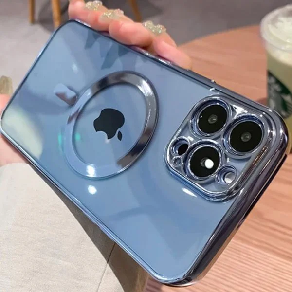 Apple iPhone 15 Pro Max met Camerabescherming Magsafe Licht Blauw Hoesje