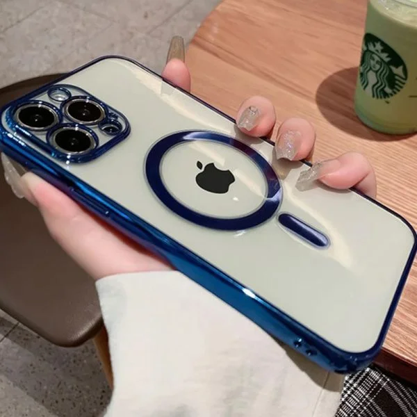 Apple iPhone 15 Pro Max met Camerabescherming Magsafe Donker Blauw Hoesje