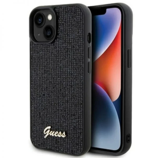 APPLE iPhone 15 ORIGINELE CASE GUESS DISCO METALEN HARDCASE ZWART HOESJE