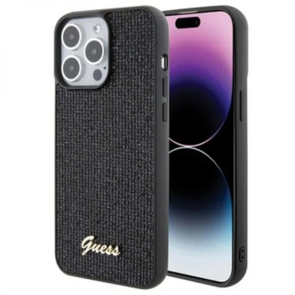 APPLE iPhone 15 PRO MAX ORIGINELE CASE GUESS DISCO METALEN HARDCASE ZWART HOESJE