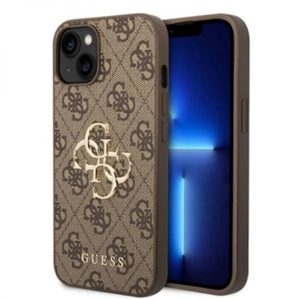 APPLE iPhone 15 ORIGINEEL GUESS HOESJE 4G BIG METAL LOGO BRUIN HOESJE