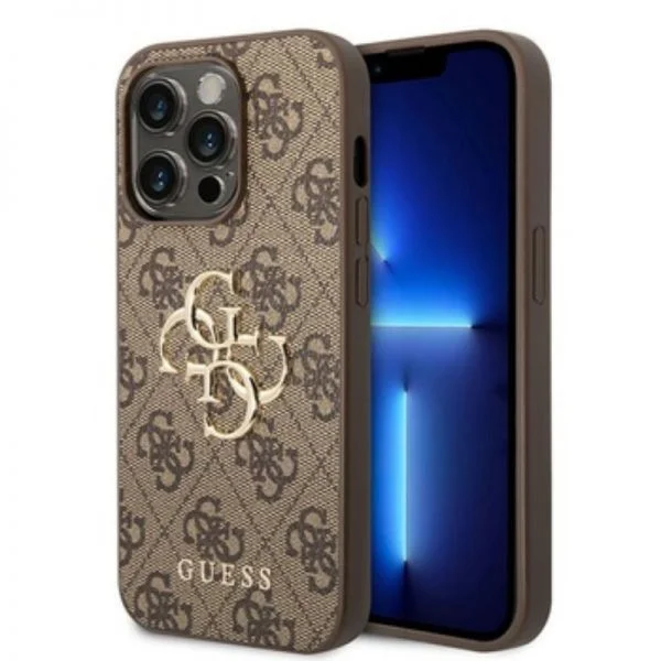 APPLE iPhone 15 PRO MAX ORIGINEEL GUESS HOESJE 4G BIG METAL LOGO BRUIN HOESJE