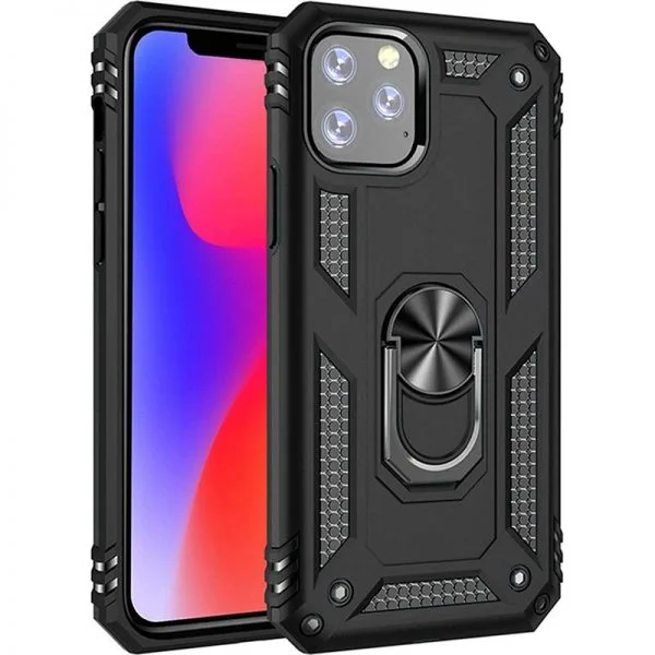 Apple iPhone 14 Pro Max Zwarte Ring Kickstand Back Cover Telefoonhoesje