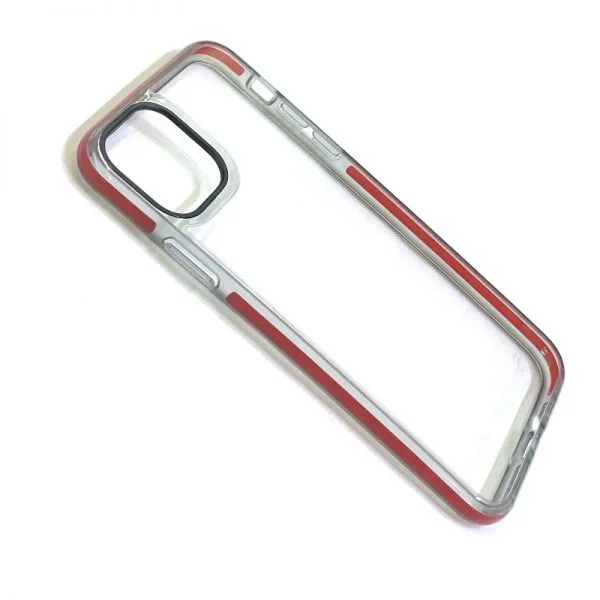 Apple iPhone 11 Pro Max Rood Stevige Siliconen Transparant achterkant hoesje